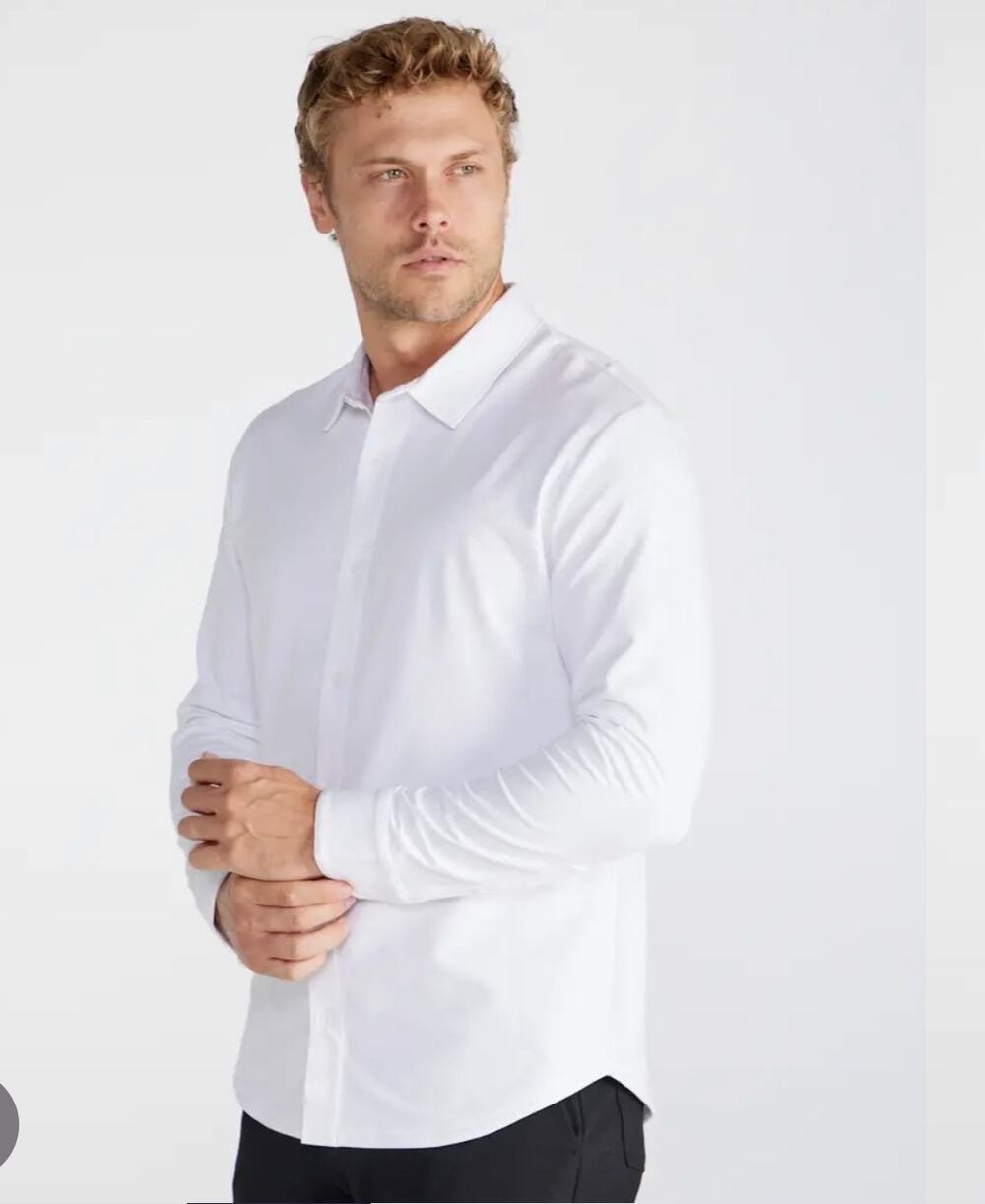 BYLT Premium Basics Performance White Button Down Shirt Stretch Mens Size XL